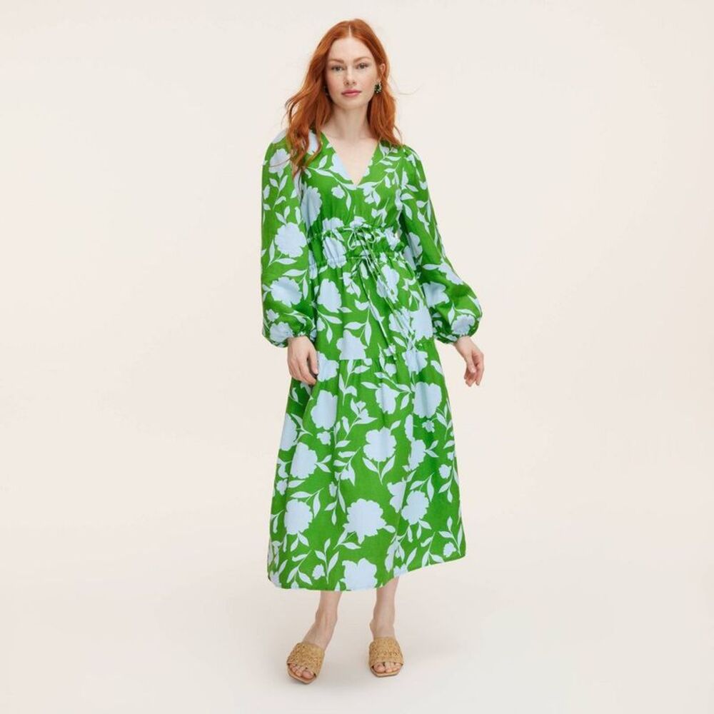 kate spade Green and White Floral Long Sleeve Dress